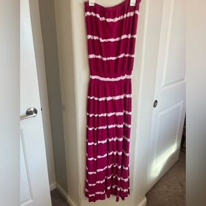 Strapless Pink and White Maxi Dress - Hodges Collection